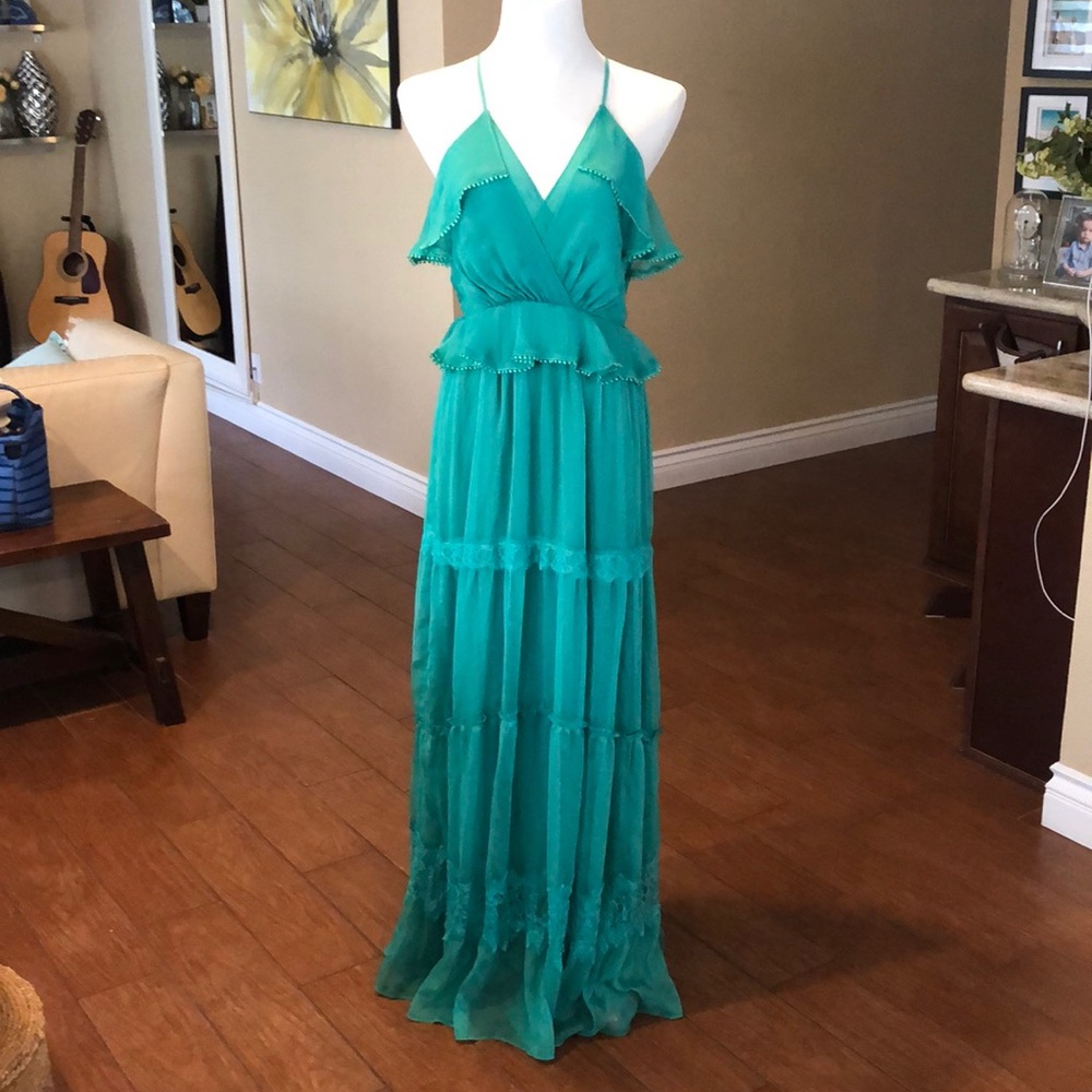 Long Green chiffon green dress